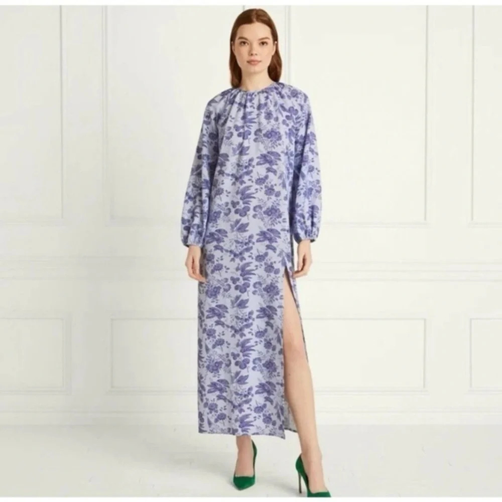 New Hill House Simone Midi Dress Size Medium Lilac Tonal Floral